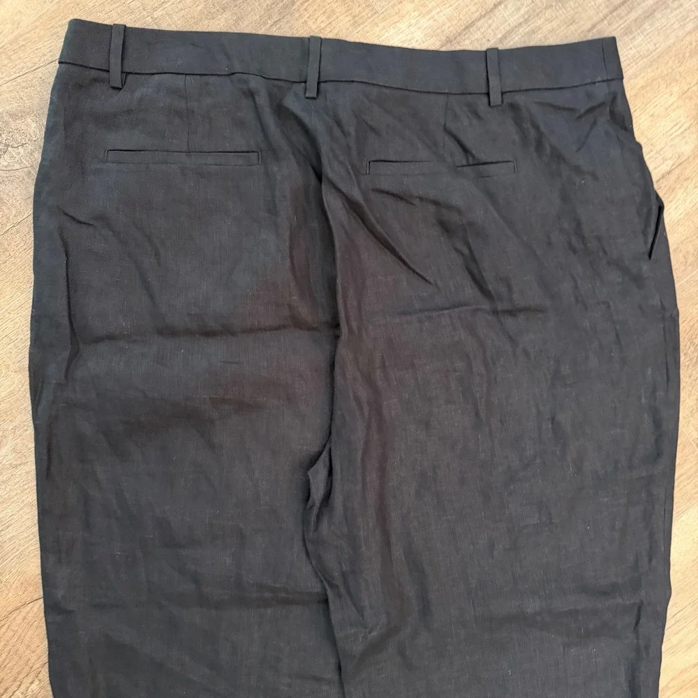 Banana Republic Womens 18 100% Linen Wide Leg Pleated Trousers Pants Minimalist
